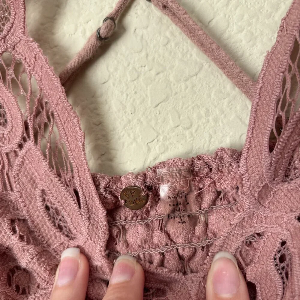 Free People FP One Adella Boho Crochet Lace Floral Bralette Bra